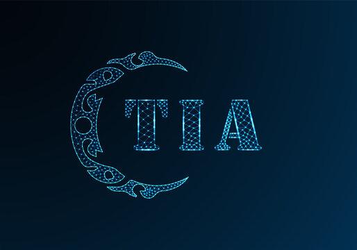 Low poly letter logo TIA design. TIA letter logo low poly vector design on blue color gradient background. TIA logo low poly design