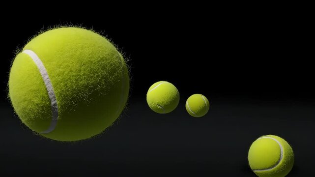 Moving tennis ball with black background for advertising