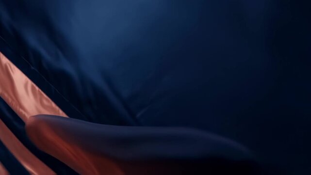 Flowing Fabric: Navy Blue and Copper Stripes in Motion, Abstract Textile Design