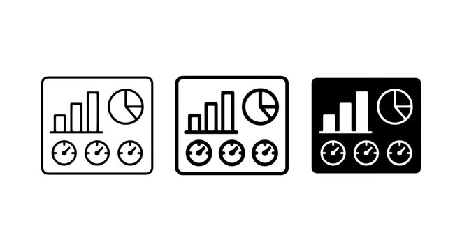 financial analytics and performance indicators vector icons on white background