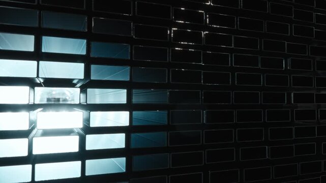 Subtle Bluish Illumination From Metal Shutters Sets Tense Metropolitan Atmosphere With Distinct Reflections