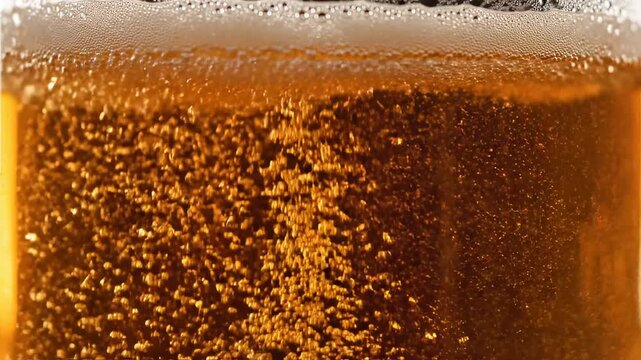 Closeup of beer with bubbles perfect for cooking tutorials and recipe showcases