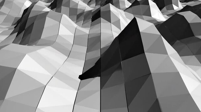 Abstract geometric pattern of gray tiles creates a modern and minimalist background with a perspective view, suitable for various design projects