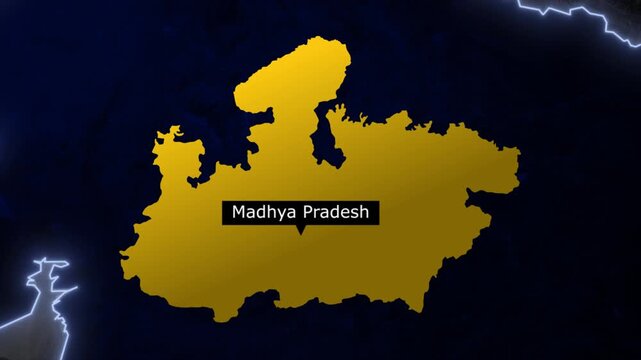 madhya pradesh map animation, india state highlight, geographic territory effect, regional border visualization, political map display