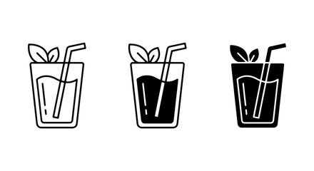 vector illustration of three glasses with straws and mint leaves © Anwar