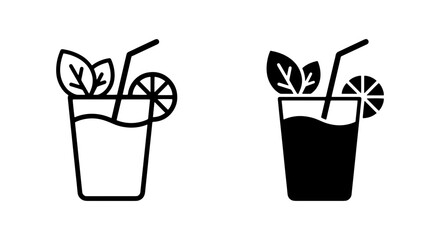 black and white cocktail glass silhouettes with lime slices and mint leaves © Munir