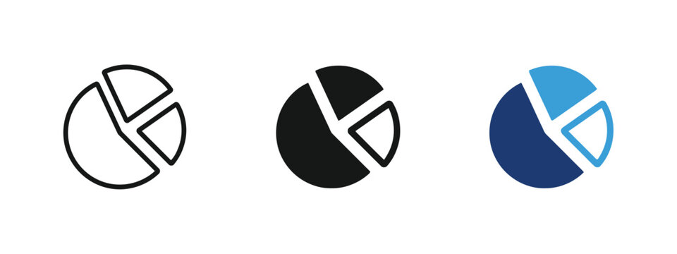 Pie chart icons displaying data segmentation and proportions.