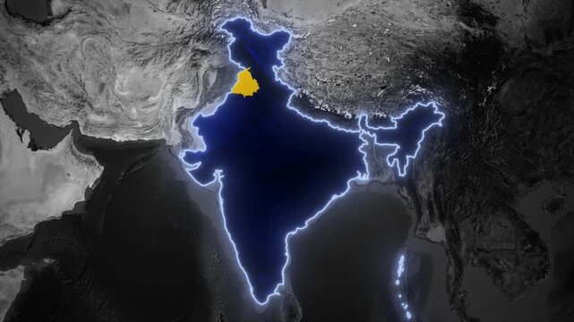 india map animation, country highlight effect, geographic territory transition, political border background, national map motion