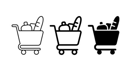 vector shopping cart silhouettes on white background for online store design elements and web graphics © Shahinur