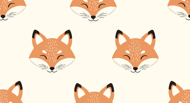 Illustration of multiple fox faces.