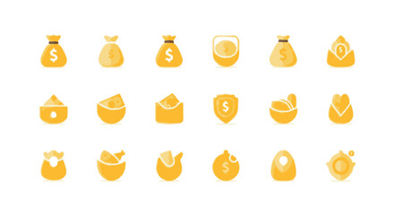 Golden money bags with dollar signs. © Formasi