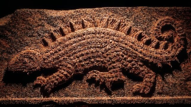 Intricate Carving of a Lizard on Ancient Stone with Detailed Texture