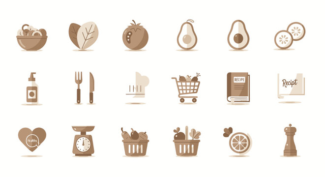 Food icons in brown color.