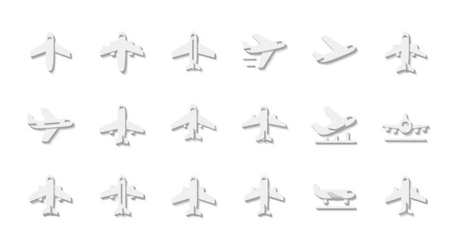 Airplane icons in various flight positions.