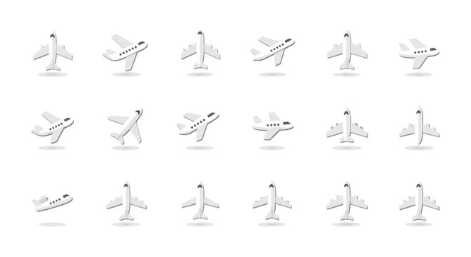 Multiple airplanes in various flight positions.