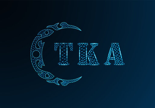 Low poly letter logo TKA design. TKA letter logo low poly vector design on blue color gradient background. TKA logo low poly design