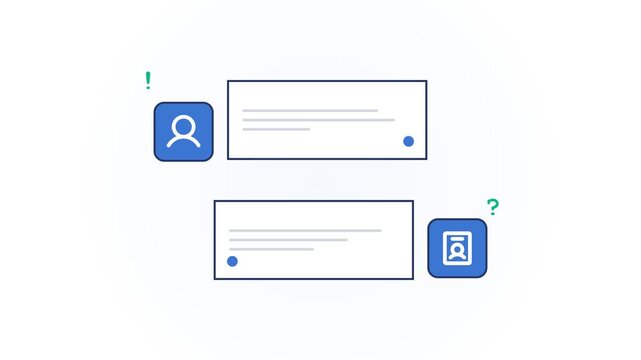 User Profile Cards with ID Badge Blue Flat UI Icon Animation