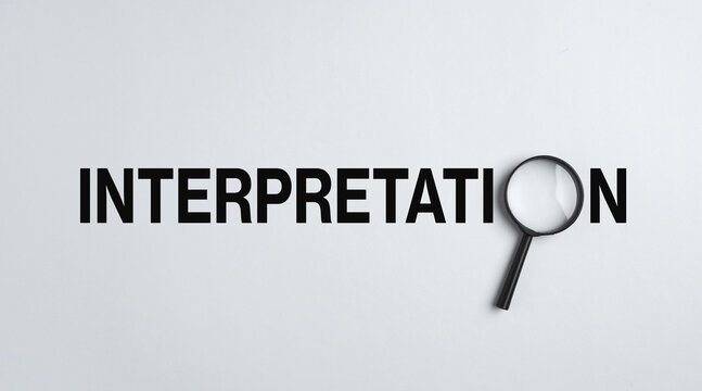 Magnifying glass exploring interpretation: deciphering meaning and understanding