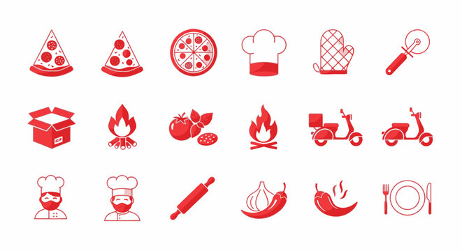 Flat design cooking icons set.