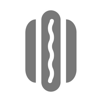 Hot dog vector icon. Hot dog with ketchuo or mustard simple symbol.
