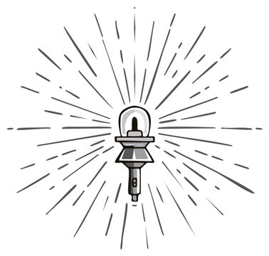 Retro flashlight with lightburst emblem illustration