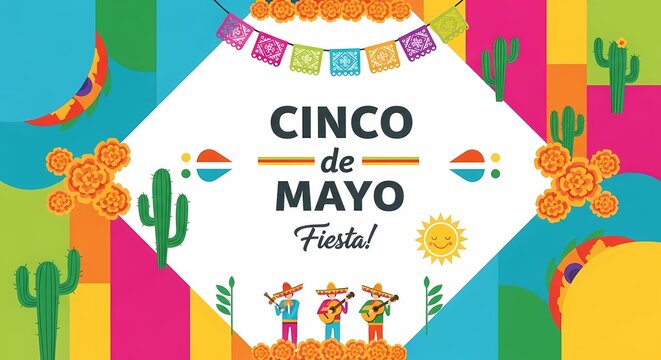 Cinco de mayo fiesta celebration banner with festive decorative elements