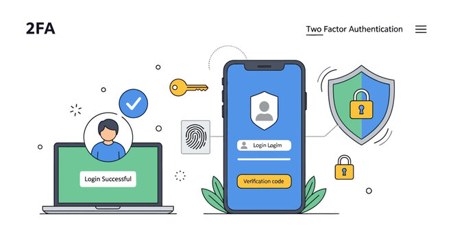 Two Factor Authentication Security Concept Illustration.