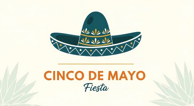 Cinco de mayo fiesta graphic with sombrero and decorative elements