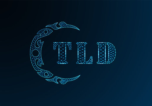 Low poly letter logo TLD design. TLD letter logo low poly vector design on blue color gradient background. TLD logo low poly design
