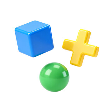 [Transparent Background PNG]Colorful Geometric Shapes on White Background