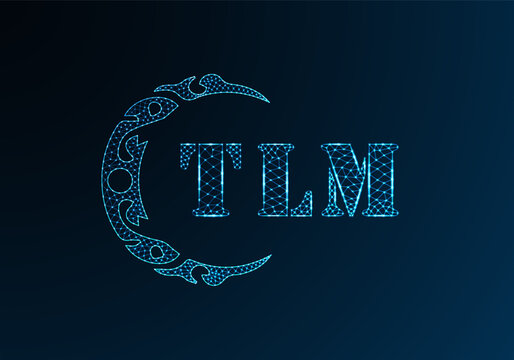 Low poly letter logo TLM design. TLM letter logo low poly vector design on blue color gradient background. TLM logo low poly design