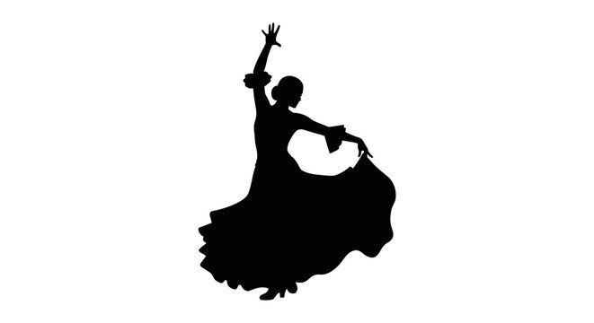 Woman in dancing motion silhouette.