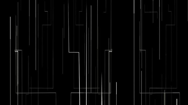 Modern cybersecurity data processing background with vertical streaming white lines representing binary code and information transfer.