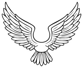 Obraz premium Stylized outline of an eagle's spread wings against a white background, perfect for emblems and symbols.