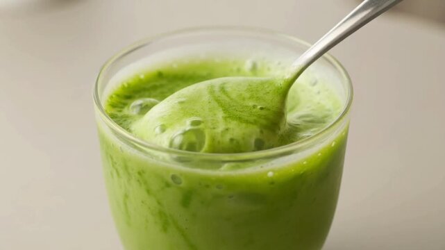 Matcha green tea drink.