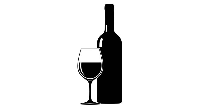 Wine bottle and glass icon.