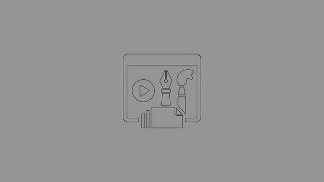 Gray line of editing tools line editing play button paintbrush