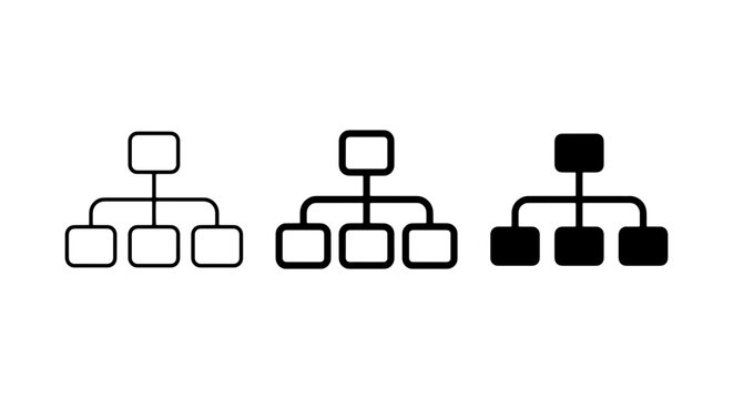 Organizational Chart Icons, Hierarchy Structure Diagrams, Business Flowchart Elements, Simple Network Connections