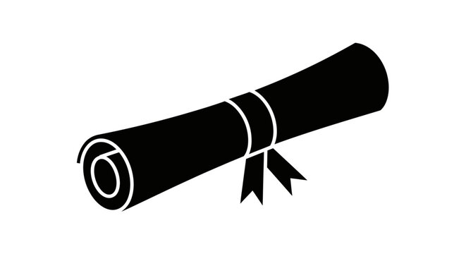Black Rolled Up Diploma Certificate.