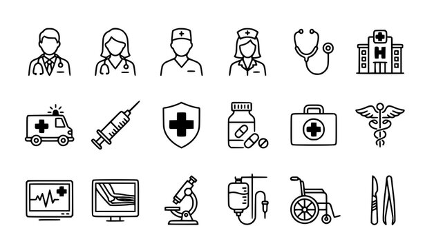 Modern doctor medical line icon set healthcare hospital vector design