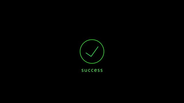 Clean check mark icon animation isolated on white  and black background, approval symbol.