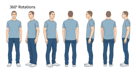 Fototapeta premium Man in blue shirt and jeans.