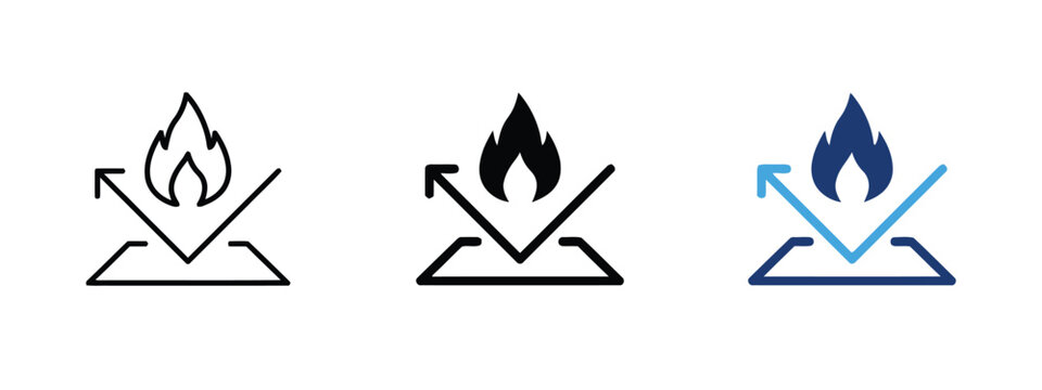 Fire resistance symbol, flame reflection icon, heat shield, protection from fire.