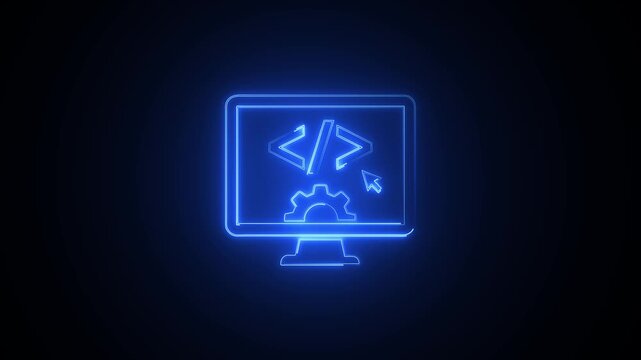 Blue neon computer coding programming
