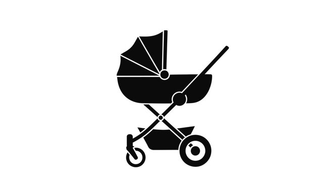 Baby Stroller Silhouette Icon.