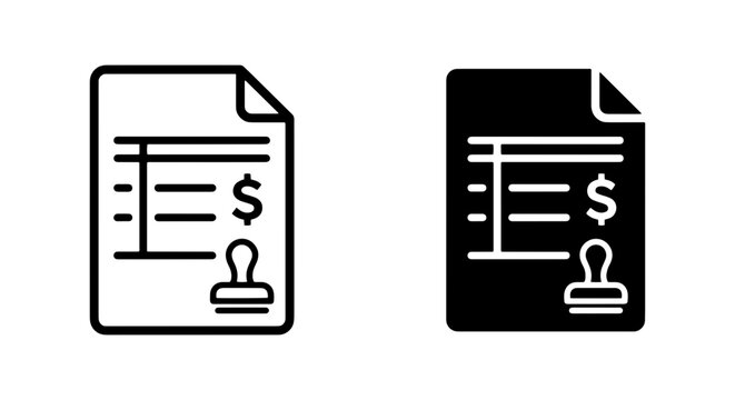 Invoice Stamp Icons, Financial Document Approval, Business Transaction Symbols, Payment Confirmation