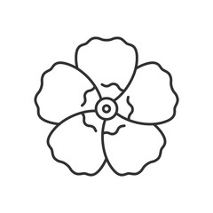 Obraz premium Hibiscus syriacus linear icon. Rose of sharon. Chinese flower. Exotic bloom. Tropical bloom. Thin line customizable illustration. Contour symbol. Vector isolated outline drawing. Editable stroke