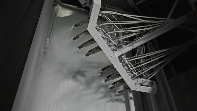 Application Nozzles Produce Mist That Graces Towering Aluminum Constructs With Textured Beauty