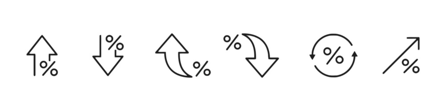 Line icons for percentage change, growth and decrease.