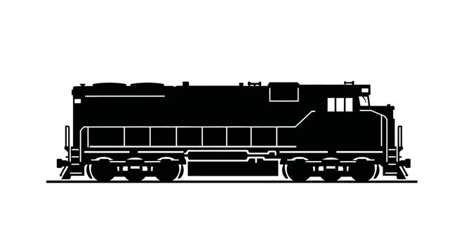 Black Silhouette of Locomotive Train.